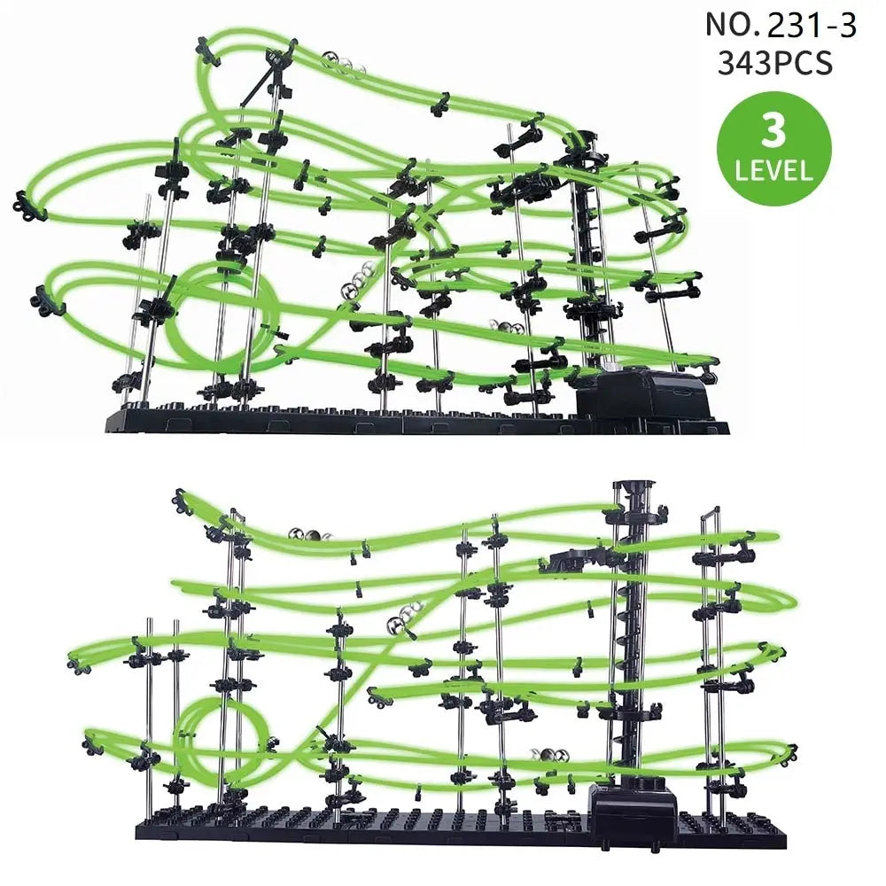 Marble Run Maze Race Track Games Luminous Spacerail Roller Coaster Level 2 3 4 Electric Elevator Model Education Science Toy