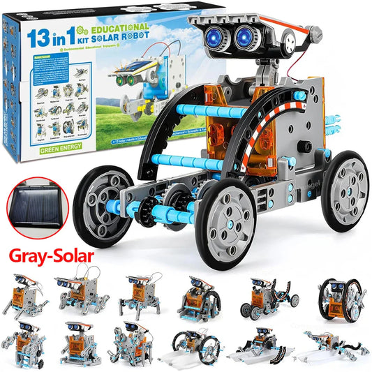 Newest 13 in 1 Solar Robot Kit STEM Educational Toy DIY Science Experiment Technological Gadgets Electric Solar Robots for Kids