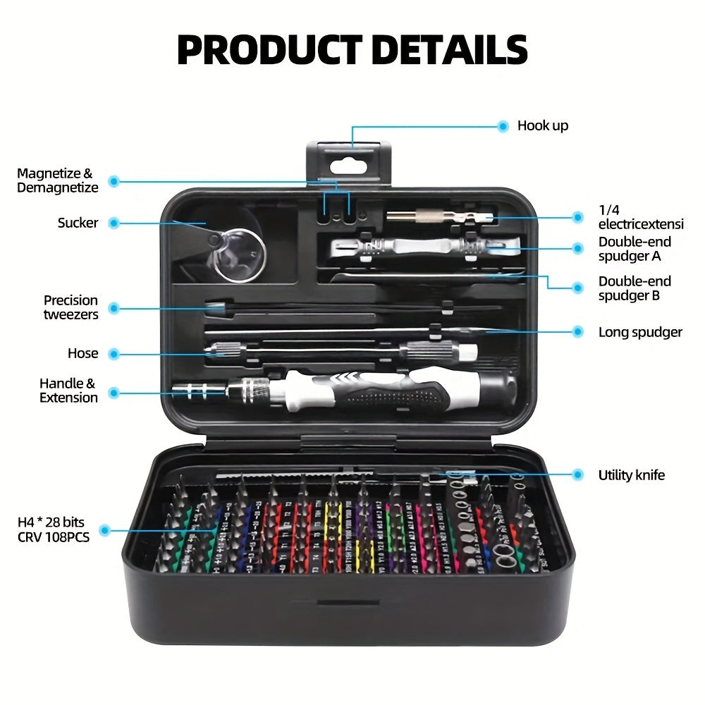 132 In 1 Precision Screwdriver Set, Magnetic Screw Driver Bits, Torx Hex Bits, Computer Phone Professional Handle Repair Tool Kit