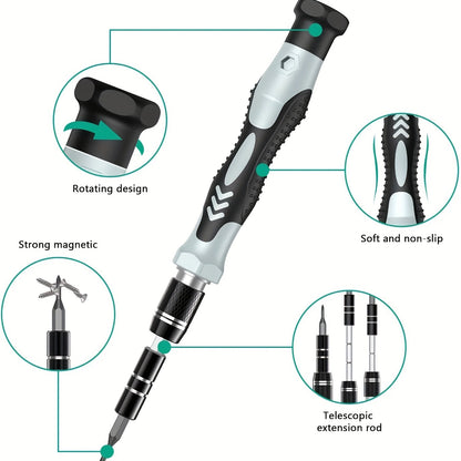 132 In 1 Precision Screwdriver Set, Magnetic Screw Driver Bits, Torx Hex Bits, Computer Phone Professional Handle Repair Tool Kit