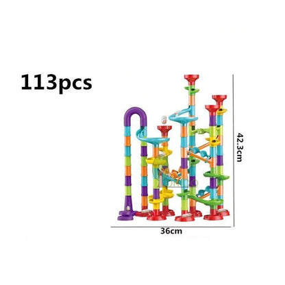 Marble Run Race Track Building Blocks Kids 3D Maze Ball Roll Toy DIY Marble Run Race Coaster Set 80/105/109/133pc Christmas Gift