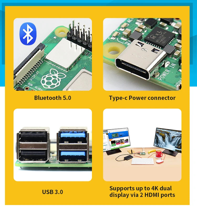 Raspberry Pi 4 kit 2GB 4GB 8GB RAM board + 5MP camera + acrylic box + power supply + card + radiator for Raspberry Pi 4 type B l