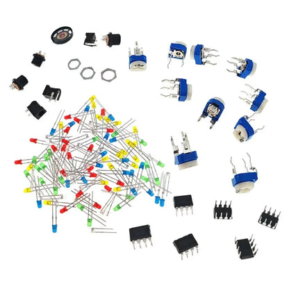 1900pcs Mega Electronic Component Kit including Assortment + Capacitors + PCB +opamp+ Resistors + LED + Transistors + DC Jacks