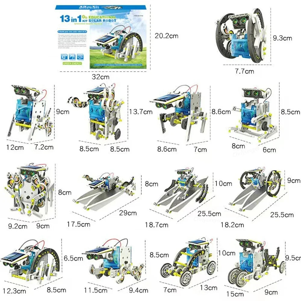 Newest 13 in 1 Solar Robot Kit  STEM Educational Toy DIY Science Experiment Technological Gadgets Electric Solar Robots for Kids