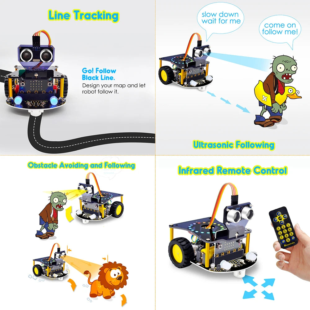 Keyestudio Micro:Bit V2 Robot Car Kit for MicroBit  Smart Robot Car STEM Programmable Electronic Study Kit Kids Educational Toys