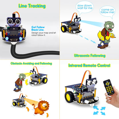 Keyestudio Micro:Bit V2 Robot Car Kit for MicroBit  Smart Robot Car STEM Programmable Electronic Study Kit Kids Educational Toys