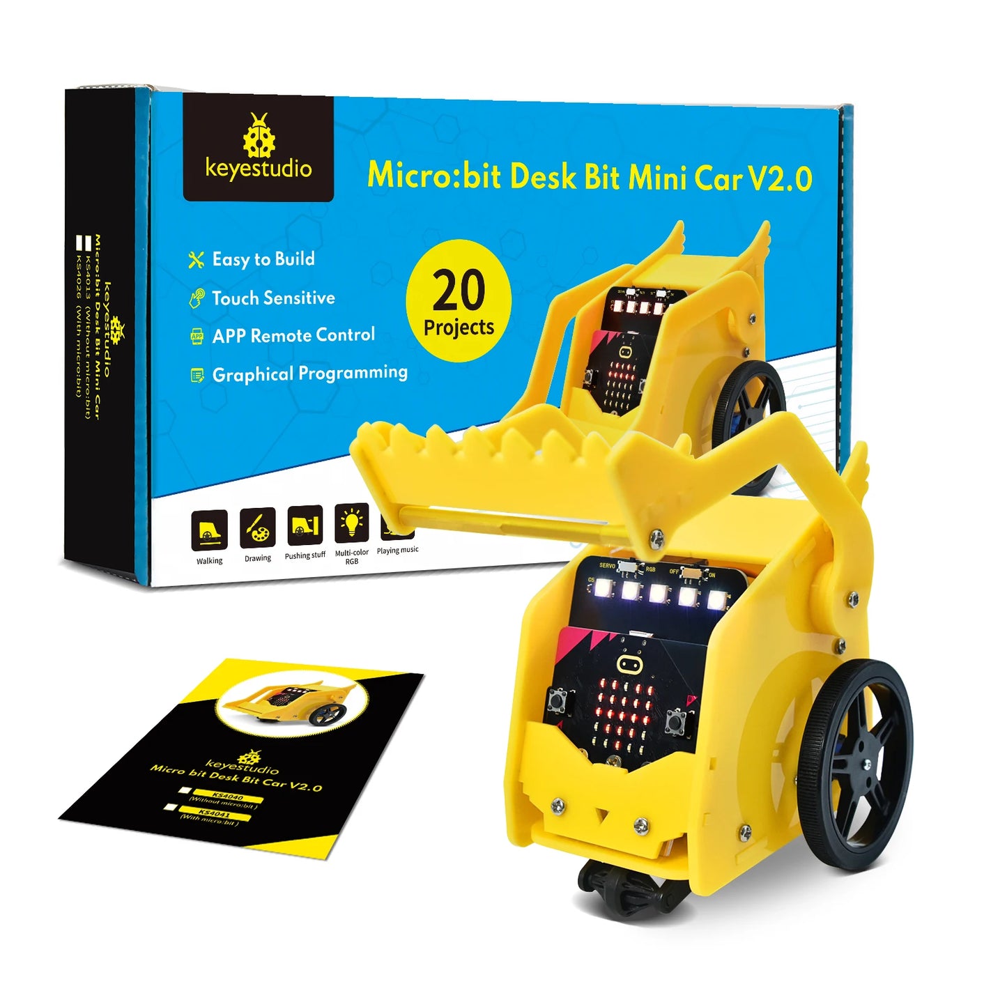 Keyestudio Micro:Bit V2 Robot Car Kit for MicroBit  Smart Robot Car STEM Programmable Electronic Study Kit Kids Educational Toys