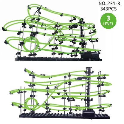Marble Run Maze Race Track Games Luminous Spacerail Roller Coaster Level 2 3 4 Electric Elevator Model Education Science Toy