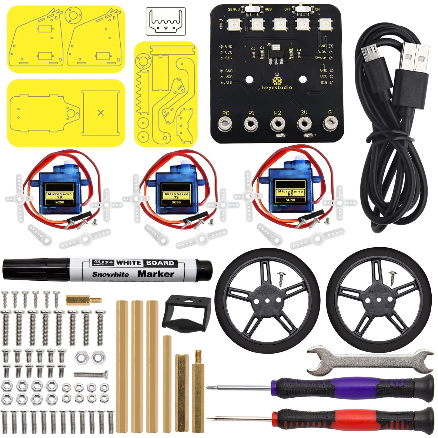 Keyestudio Micro:Bit V2 Robot Car Kit for MicroBit  Smart Robot Car STEM Programmable Electronic Study Kit Kids Educational Toys