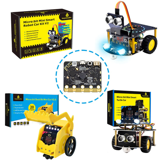 Keyestudio Micro:Bit V2 Robot Car Kit for MicroBit  Smart Robot Car STEM Programmable Electronic Study Kit Kids Educational Toys