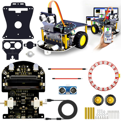 Keyestudio Micro:Bit V2 Robot Car Kit for MicroBit  Smart Robot Car STEM Programmable Electronic Study Kit Kids Educational Toys