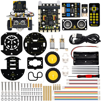 Keyestudio Micro:Bit V2 Robot Car Kit for MicroBit  Smart Robot Car STEM Programmable Electronic Study Kit Kids Educational Toys