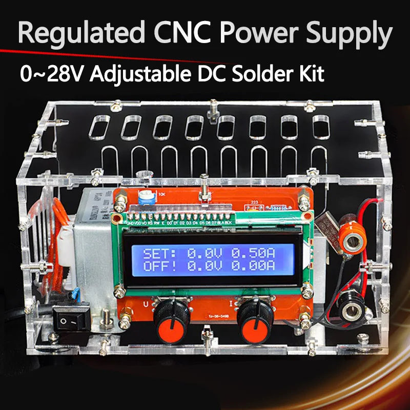DIY 0~28V Adjustable DC Voltage Regulator Short Circuit Current Limit Protection Lab Electronic Power Supply Kit