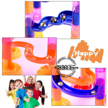 Marble Run Race Track Building Blocks Kids 3D Maze Ball Roll Toy DIY Marble Run Race Coaster Set 80/105/109/133pc Christmas Gift