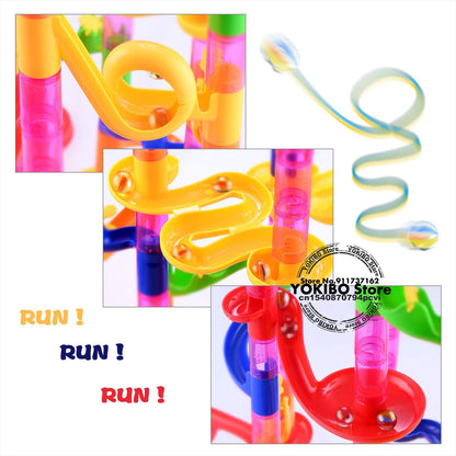 Marble Run Race Track Building Blocks Kids 3D Maze Ball Roll Toy DIY Marble Run Race Coaster Set 80/105/109/133pc Christmas Gift
