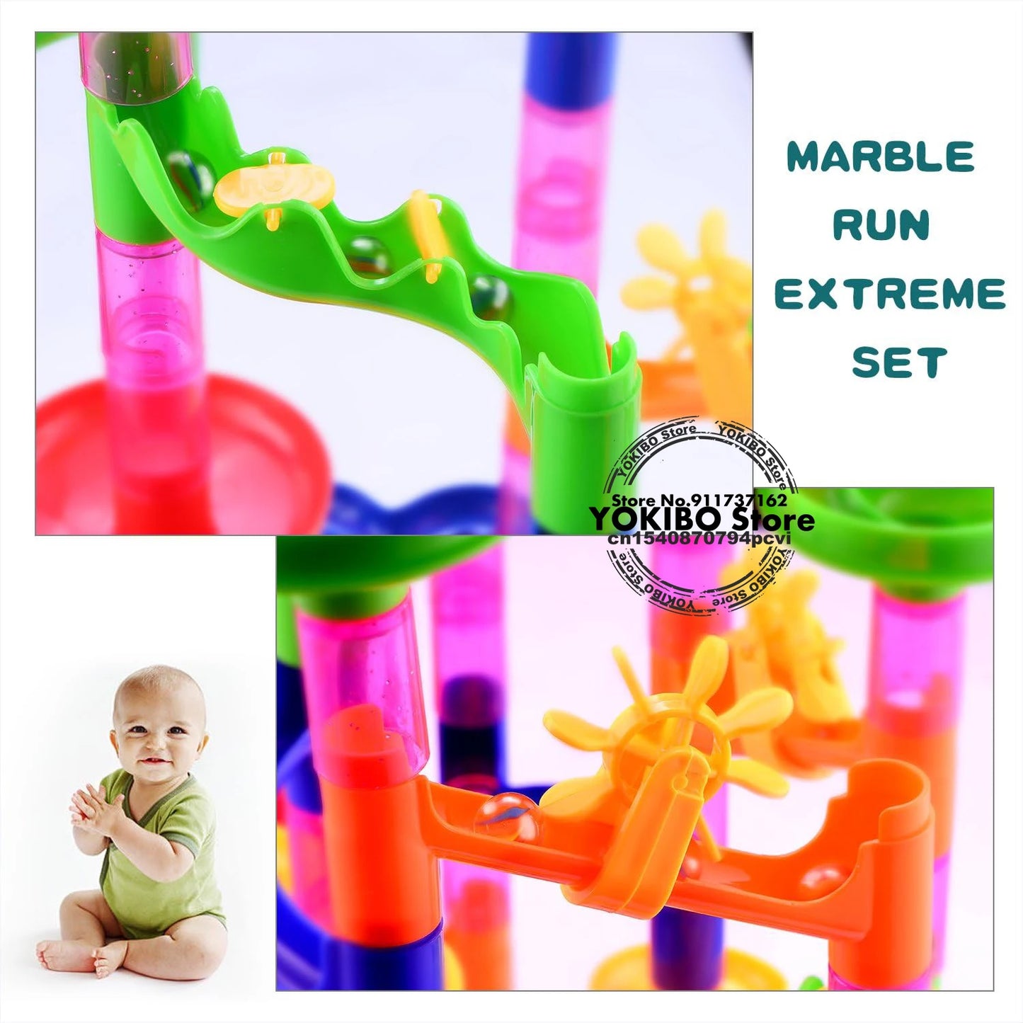 Marble Run Race Track Building Blocks Kids 3D Maze Ball Roll Toy DIY Marble Run Race Coaster Set 80/105/109/133pc Christmas Gift