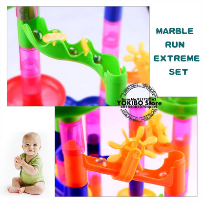 Marble Run Race Track Building Blocks Kids 3D Maze Ball Roll Toy DIY Marble Run Race Coaster Set 80/105/109/133pc Christmas Gift