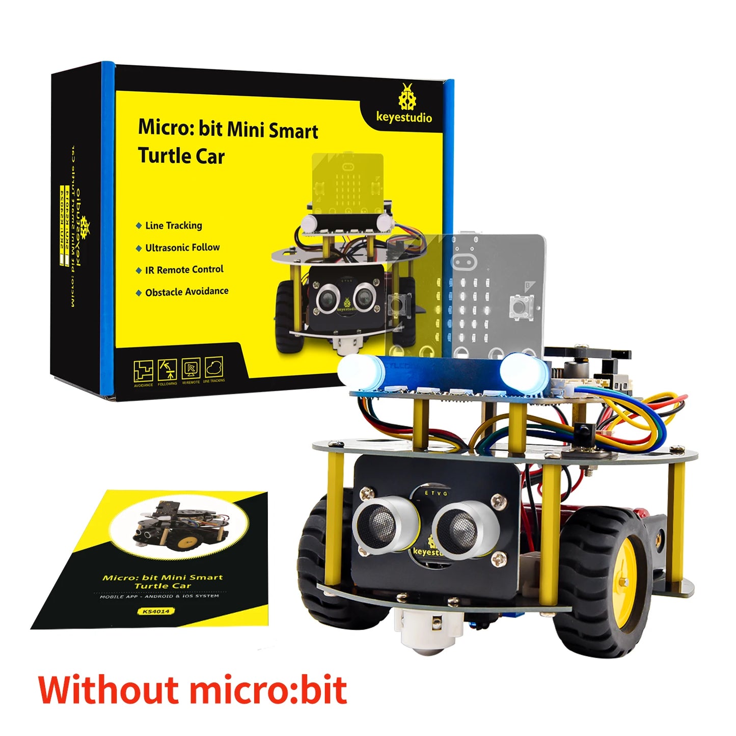 Keyestudio Micro:Bit V2 Robot Car Kit for MicroBit  Smart Robot Car STEM Programmable Electronic Study Kit Kids Educational Toys