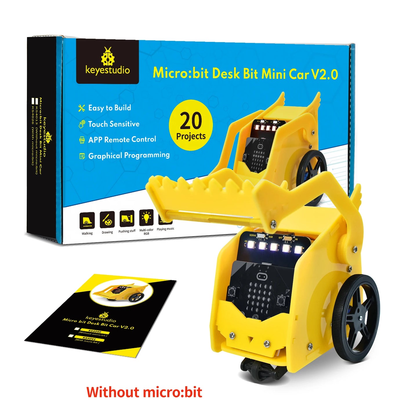 Keyestudio Micro:Bit V2 Robot Car Kit for MicroBit  Smart Robot Car STEM Programmable Electronic Study Kit Kids Educational Toys