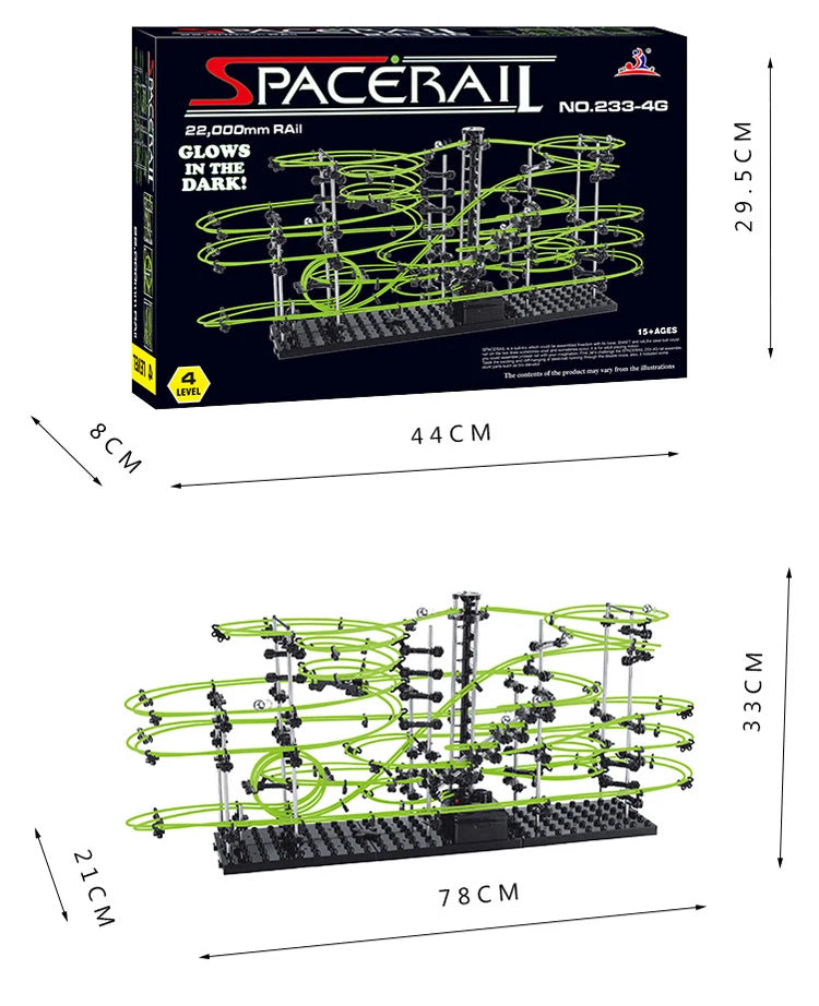 Marble Run Maze Race Track Games Luminous Spacerail Roller Coaster Level 2 3 4 Electric Elevator Model Education Science Toy
