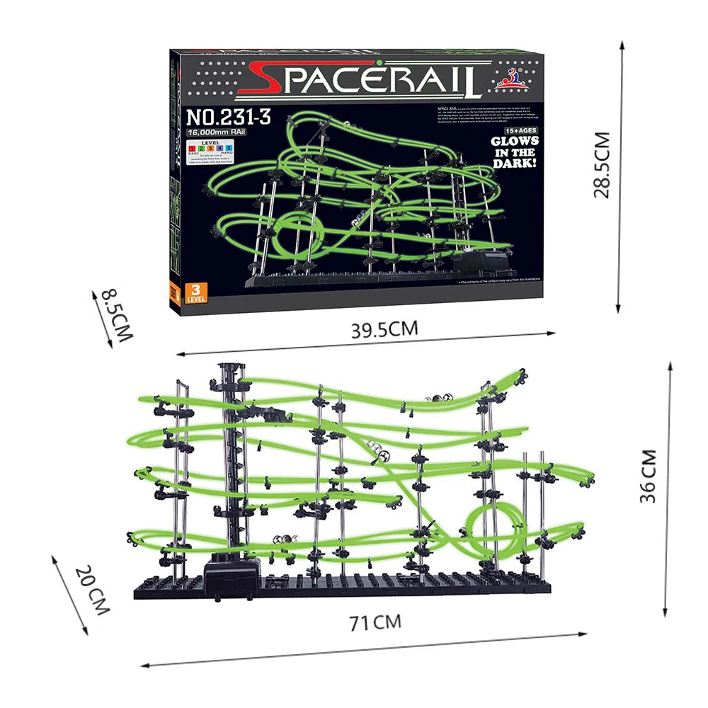 Marble Run Maze Race Track Games Luminous Spacerail Roller Coaster Level 2 3 4 Electric Elevator Model Education Science Toy