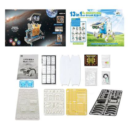 Newest 13 in 1 Solar Robot Kit  STEM Educational Toy DIY Science Experiment Technological Gadgets Electric Solar Robots for Kids