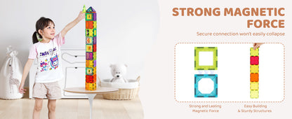 SucceBuy 181PCS Magnetic Tiles for Boys Girls Magnetic Blocks Building Set for Toddlers Educational Toys Kids Montessori Gifts